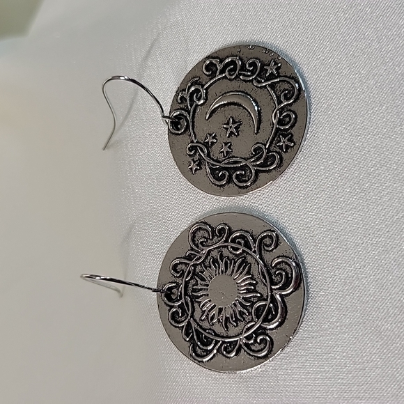 Vintage Sun and Moon Drop Earrings, S925 - Picture 6 of 6